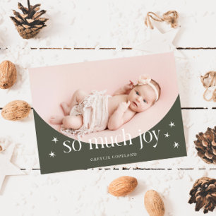 Så mycket Joy Grönt Helgdag Baby Foto Birth Meddelande