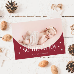 Så mycket Joy Red Helgdag Baby Photo Birth Meddelande