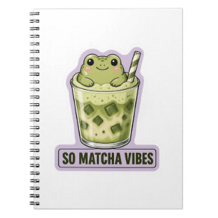 Så Mycket Matcha Vibe Söt Kawaii Groda Meme Anteckningsbok
