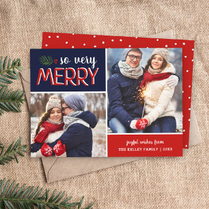 Så mycket merry 2 Photo Collage-Helgdag Card Julkort