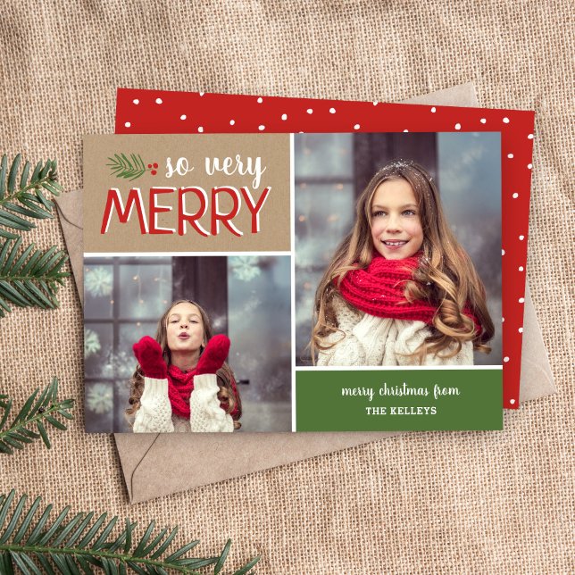 Så mycket merry 2 Photo Collage Julkort (Skapare uppladdad)