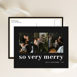 Så mycket merry Black Modern 3 Photo Collage Helg Vykort