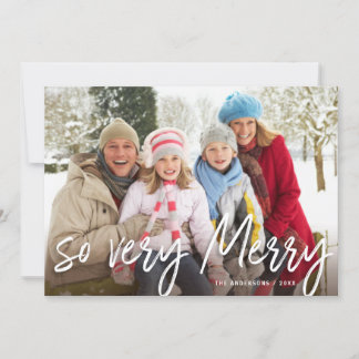 Så mycket merry Hand Lettered White Script Photo Julkort