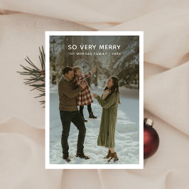 Så mycket merry Rustic Winter-familjfoto Julkort