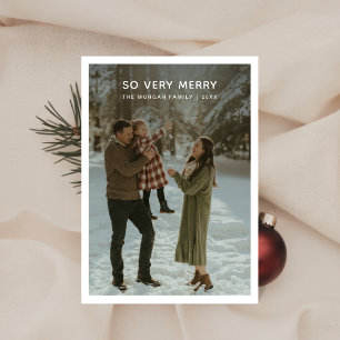 Så mycket merry Rustic Winter-familjfoto Julkort