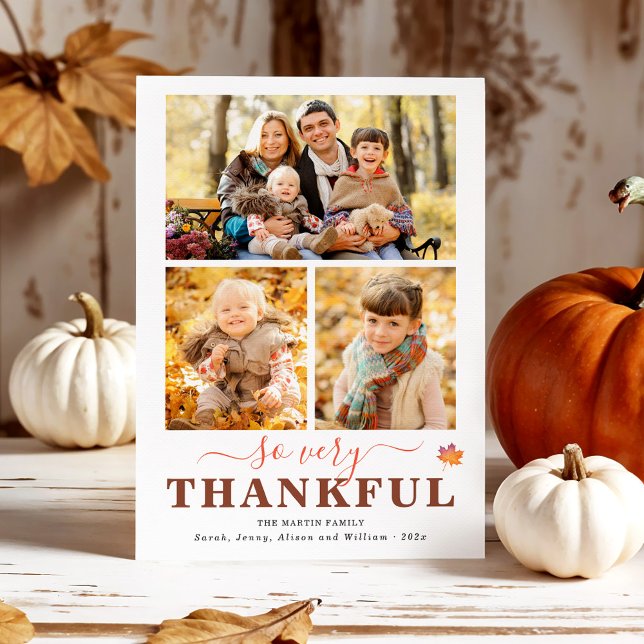 Så mycket tacksam tre fotokollage-Thanksgiving Julkort (Skapare uppladdad)