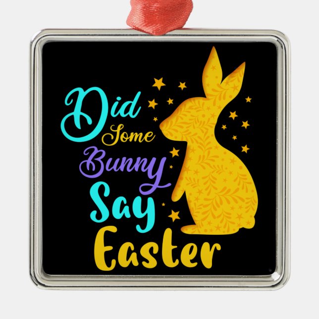 Sa någon Bunny Påsk Julgransprydnad Metall (Framsidan)