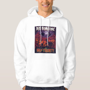 Sa någon godsak Halloween Alpaca Häxa Måne Hoodie