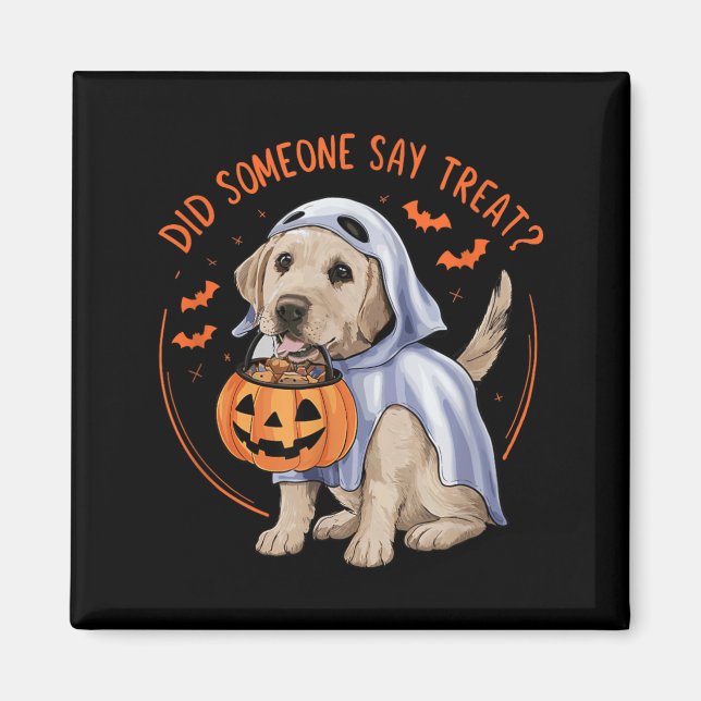 Sa någon godsak_ Halloween Labrador Hund Magnet (Framsidan)