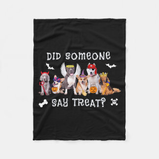 Sa någon godsak rolig hund Halloween Fleecefilt