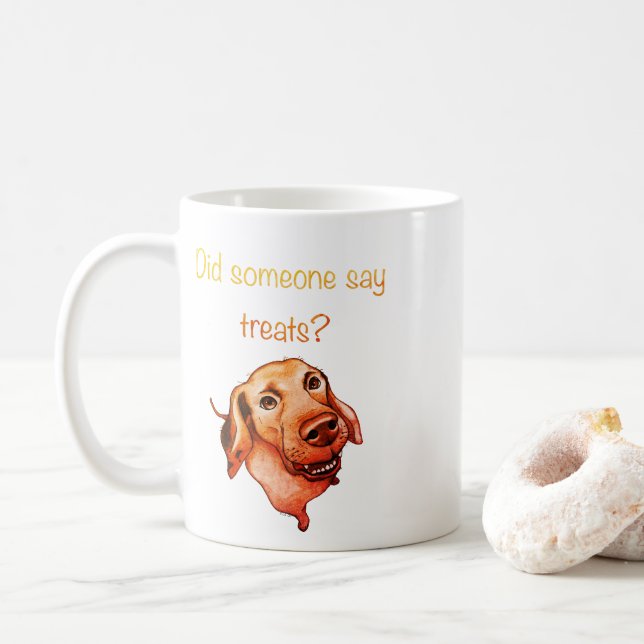 Sa någon godsaker? Rolig hund Kaffemugg (Med munk)