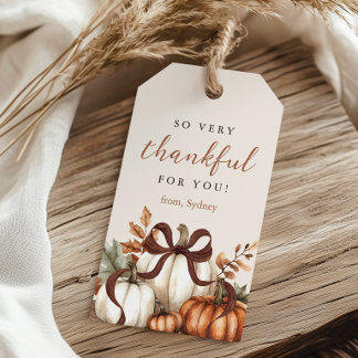 Så oerhört tacksam för dig Pumpa Bow Presentkort Presentetikett
