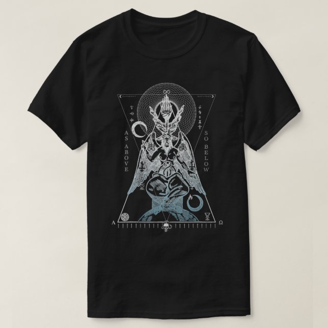 Så Ovan Så Nedan Baphomet Ockult Satanisk Design T Shirt (Design framsida)