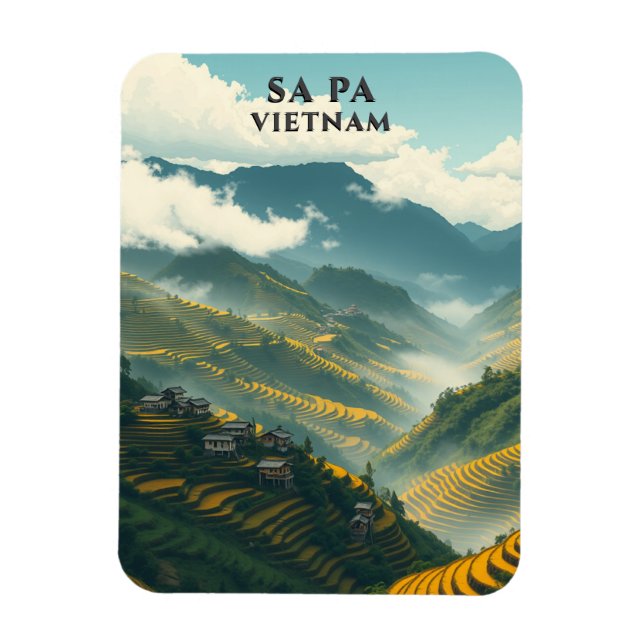 Sa Pa Vietnam Ris Terraces Mountain Magnet (Vertikal)
