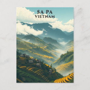 Sa Pa Vietnam Ris Terraces Mountain Vykort