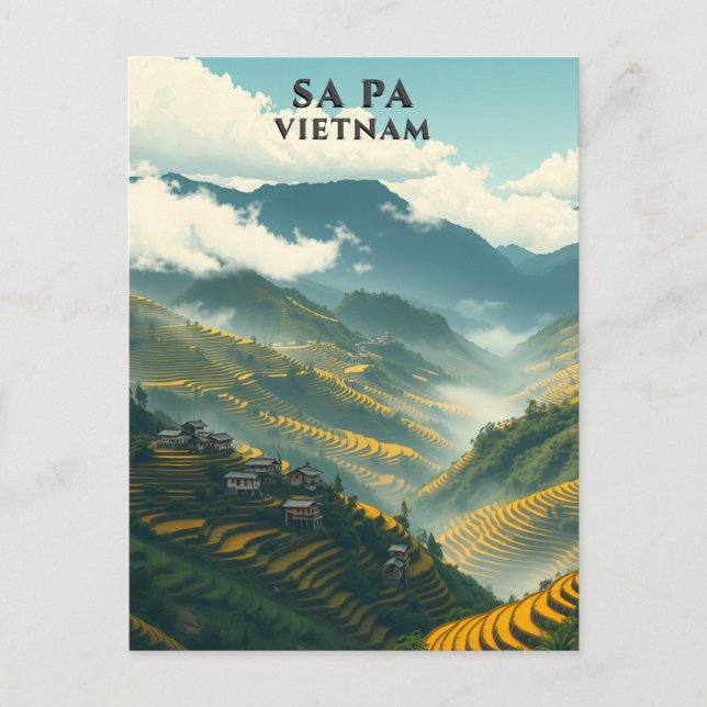 Sa Pa Vietnam Ris Terraces Mountain Vykort (Framsida)