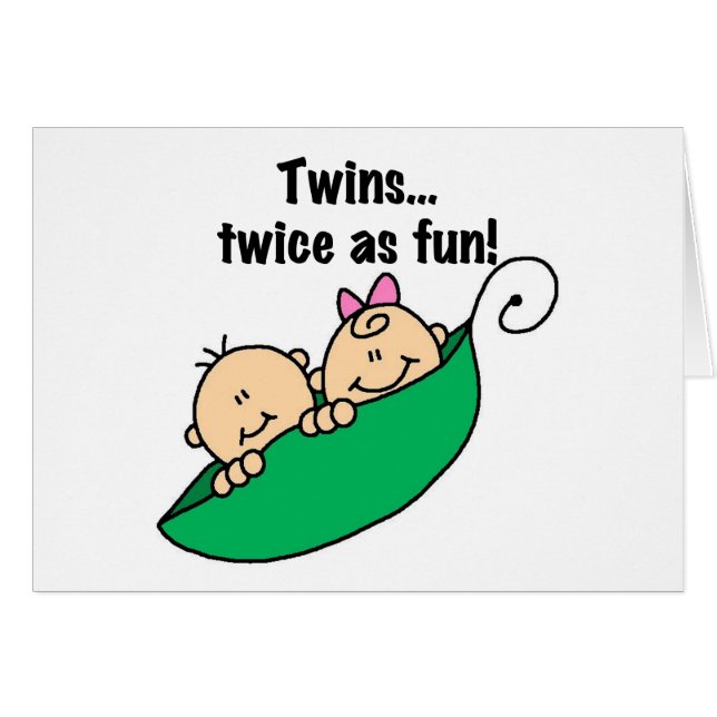Så rolig ärtapodtwillingar två gånger hälsningskort (Framsidan Horizontal)