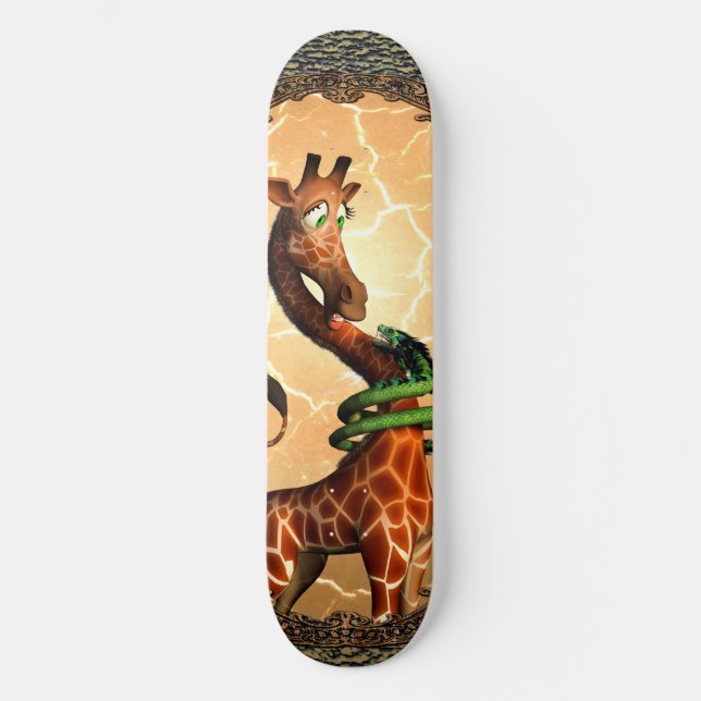 Så rolig gullig giraff skateboard bräda 19,5 cm (Framsida)