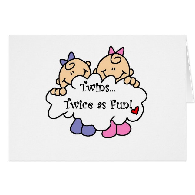 Så rolig twillingar två gånger hälsningskort (Framsidan Horizontal)