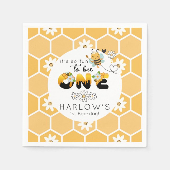 Så roligt till Bebe 1:a födelsedagen i humla Pappersservett (Framsidan)