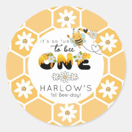Så roligt till Bebe 1:a födelsedagen i humla Runt Klistermärke