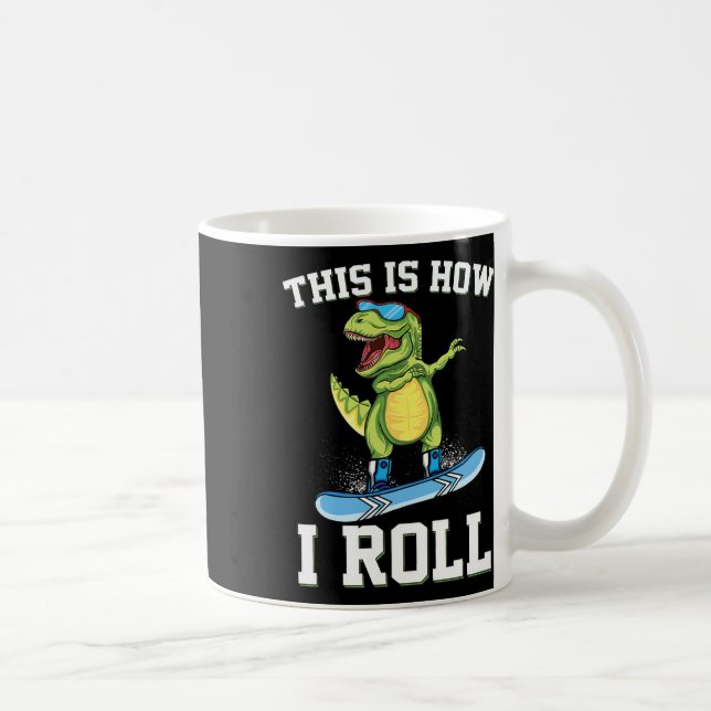 Så rullar jag dinosaurie snowboard T Rex snö Kaffemugg (Höger)