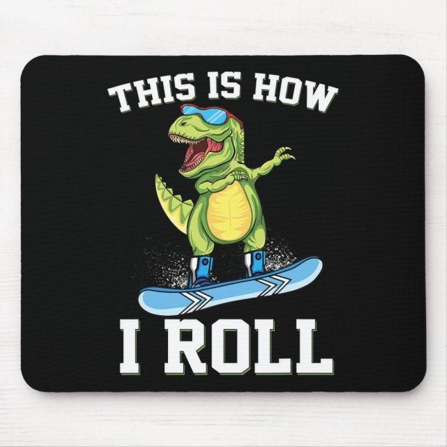 Så rullar jag Dinosaurie Snowboard Trex Snö Musmatta (Framsidan)