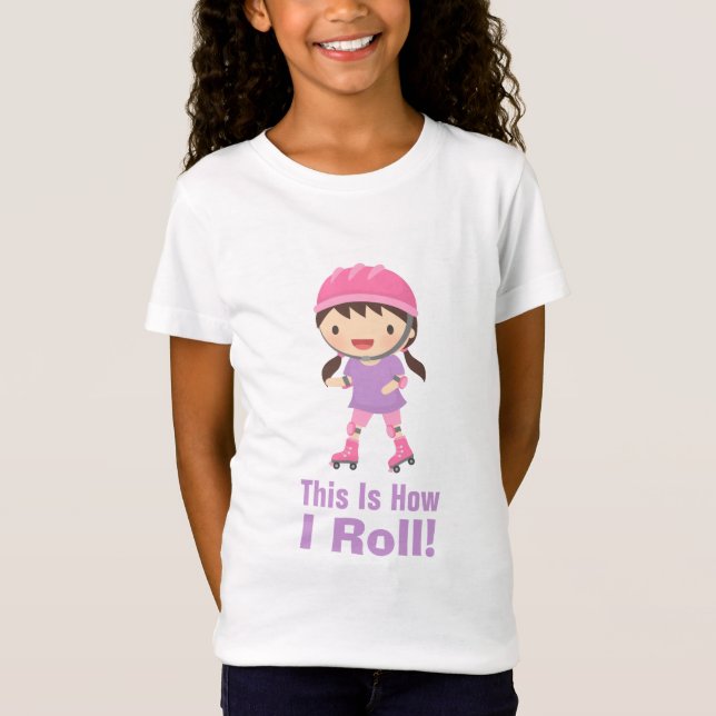 Så rullar jag rullskridskoåkande tjej tee shirt (Framsida)