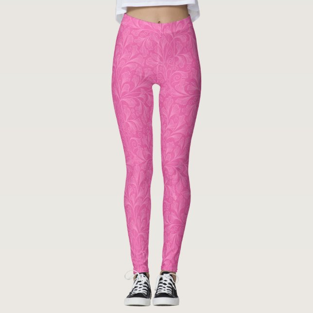 "Så, så Rosa Blommönster" Leggings (Framsida)