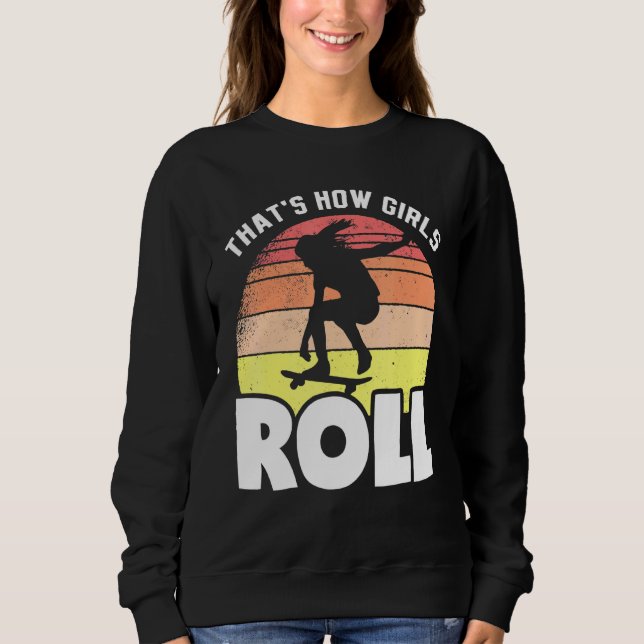 Så Skate Girls Retro Skateboard Girl Skater T Shirt (Framsida)