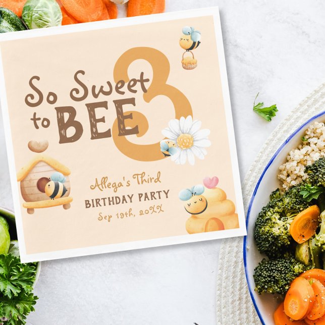 Så söt att ha tre cute 3:e födelsedagen Party Pappersservett (Skapare uppladdad)