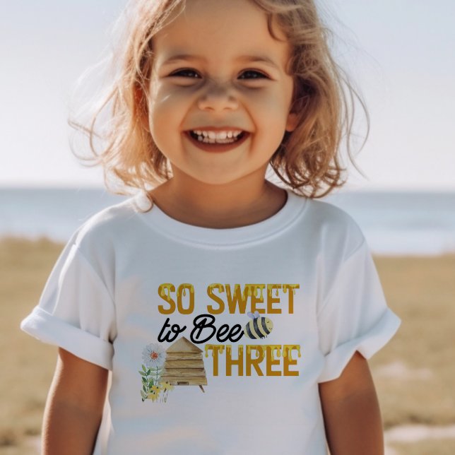 Så söt att ha varit 3:e födelsedagen t shirt (So Sweet to Bee Three .. 3rd birthday t-shirt - perfect for a bee themed birthday party.)