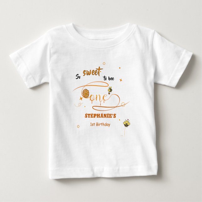 Så Söt Att Vara En Söt Honey Bee 1-årsdag T Shirt (Framsida)