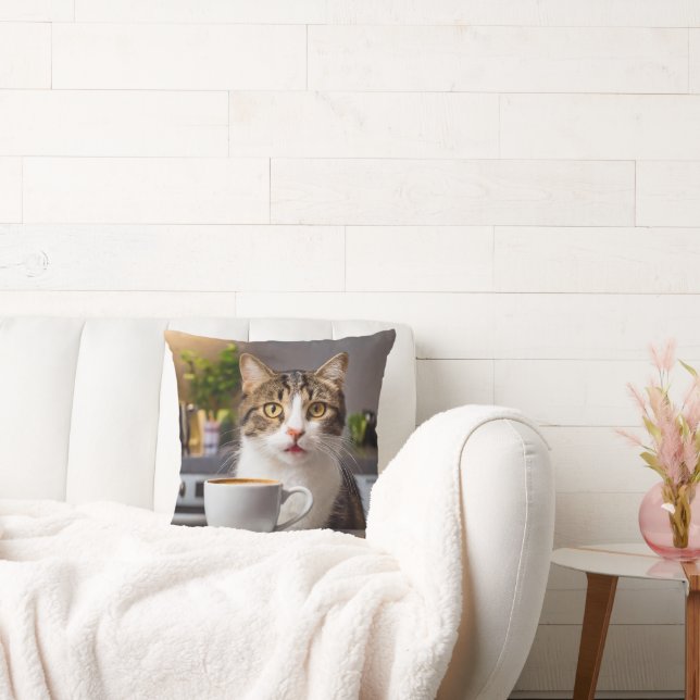 Så söt katt och kaffekudde! kudde (Soffa)