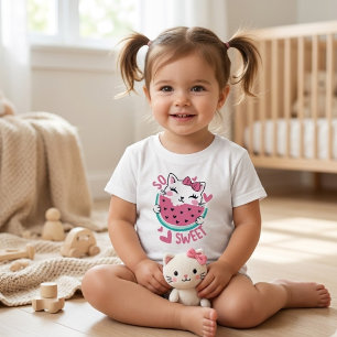 Så söt snygg Kawaii katt som äter vattenmelon småb T Shirt