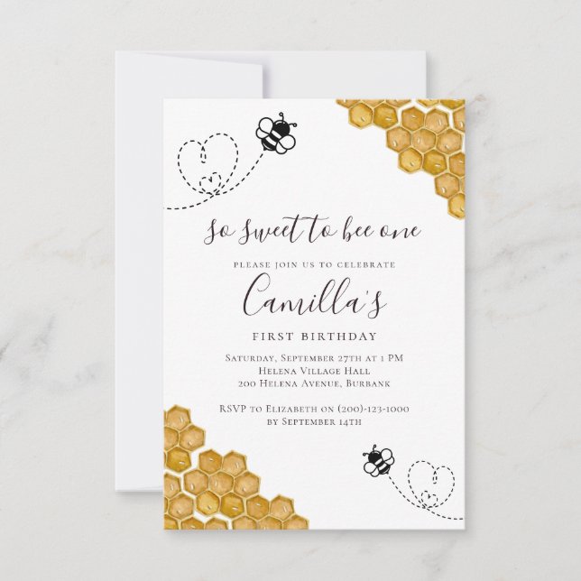 Så söt till Bee en Födelsedagsfest Inbjudningar (Framsida)
