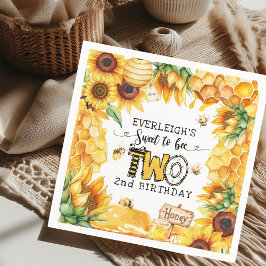 Så sött att bli två blommig 2-årsdag  pappersservett