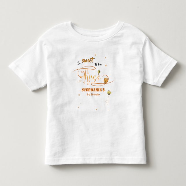 Så Sött Att Vara Tre Söt Bin 3-årsdag T Shirt (Framsida)