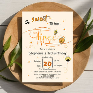 Så Sött Att Vara Tre Söt Humla 3-årsdag Inbjudningar