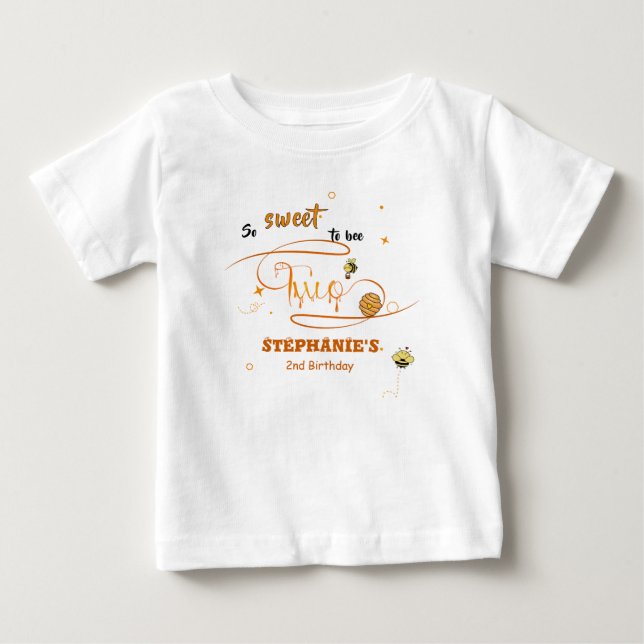 Så Sött Att Vara Två Söt Bin 2-årsdag T Shirt (Framsida)