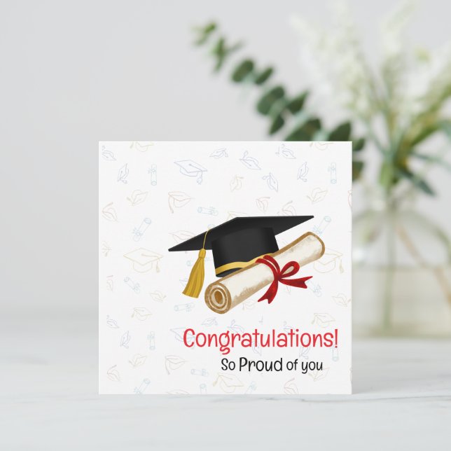 Så stolt över dig Examen Grattis Kort (Stående Fram)