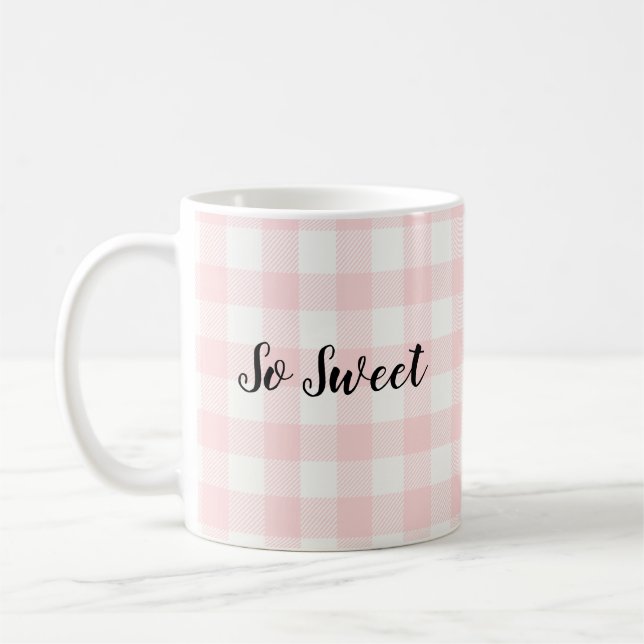 Så Sweet Rosa Check Mönster Coffee Mugg (Vänster)