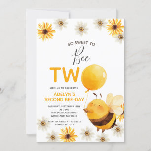 Så Sweet to Bee TWO Honung Födelsedagsfest Inbjudningar
