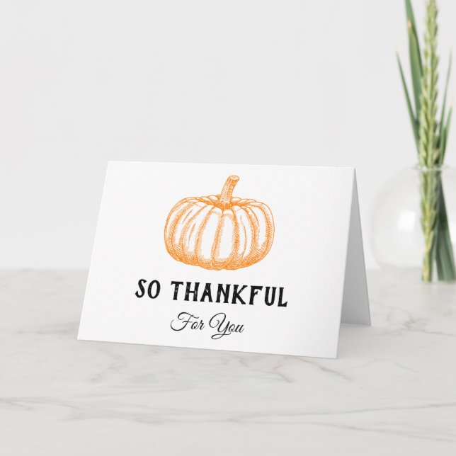 Så tack för att du pumpkin Gratitude Card Helgkort (Framsida)