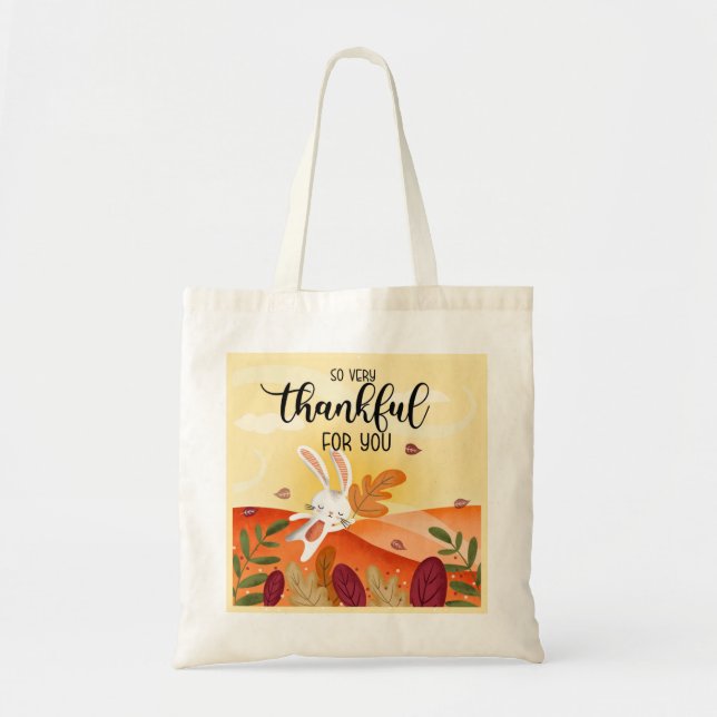 så tacksam för Thanksgiving Tote Bag Tygkasse (Framsidan)