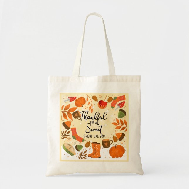 så tacksam för Thanksgiving Tote Bag Tygkasse (Framsidan)