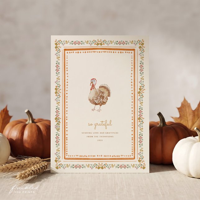 Så Tacksam Julkort Hälsning (So Grateful Thanksgiving Greeting Card)