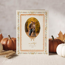 Så Tacksam Thanksgiving Familjefoto Kort