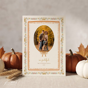 Så Tacksam Thanksgiving Familjefoto Kort