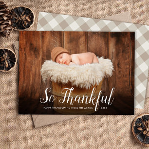 Så tacksam Thanksgiving för fotoövertäckning Julkort